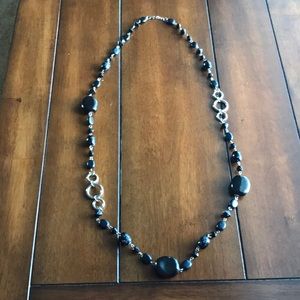 Black Beaded Long Necklace